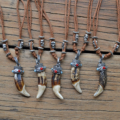 Men's And Women's Fashion Simple Tibetan Silver Alloy Inlay Pendant Necklace