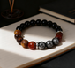 Triple Protection Bracelet for Men & Women - Tiger Eye, Black Obsidian & Hematite - 8mm Grounding & Shielding Crystal Energy Bracelet