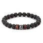 8mm Lava Stone Bead Bracelet for Men • Grounding Volcanic Rock & Wood • Stretchable Spiritual Jewelry • Zen Meditation Accessory