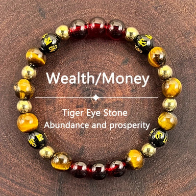 Tiger Eye Wealth Bracelet • Abundance Stone Jewelry • 8mm Natural Gemstone Bracelet for Success & Confidence • Unisex Retro Style