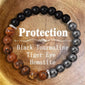 Triple Protection Bracelet for Men & Women - Tiger Eye, Black Obsidian & Hematite - 8mm Grounding & Shielding Crystal Energy Bracelet