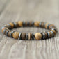 Vintage Men's Beaded Bracelet with Hematite & Tiger Eye - Natural Stone and Coconut Wood Beads - Grounding Boho Bracelet for Men
