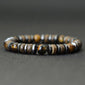Vintage Men's Beaded Bracelet with Hematite & Tiger Eye - Natural Stone and Coconut Wood Beads - Grounding Boho Bracelet for Men